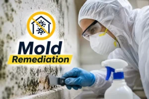 Crawl space mold remediation technician removing mold in a Charleston, SC home